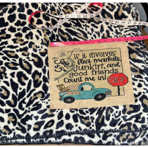 Junkin Truck Leopard Print Fleece Throw Blanket 50x60 Custom Custom Patch